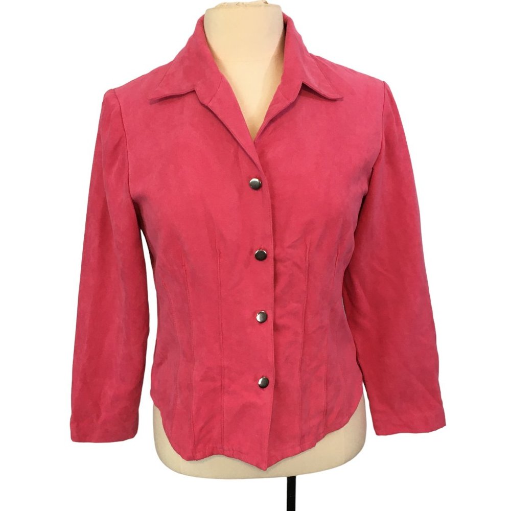 Coldwater Creek Womens Pink Micro Suede Jacket, Blazer‎ Top, sz 8P, 38 bust